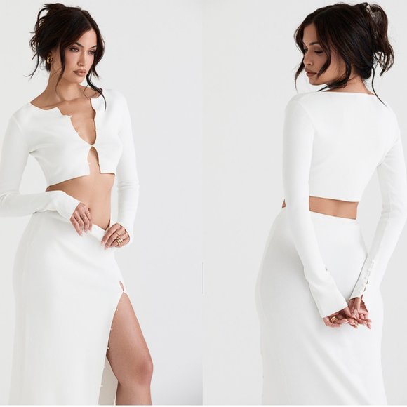 HOUSE OF CB 'Eloise' Ivory Cropped Cardigan NWOT - Picture 8 of 13